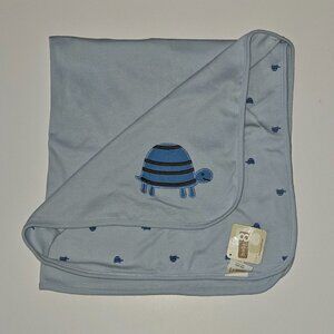 NOS Crazy 8 Gymboree Blue Turtle Baby Blanket 30x30 Reversible Cotton 2009 w/TAG
